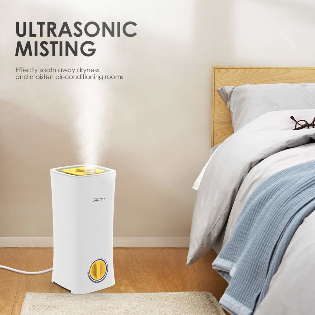 Umidificatore Ambiente Ultrasuoni Aiho Grande Capacità 2.5L 2 IN 1 Aromaterapia Diffusore Olio Essenziale Umidità Regolabili Silenzioso Arresto Automatico Senza Acqua per Bambini Casa Ufficio