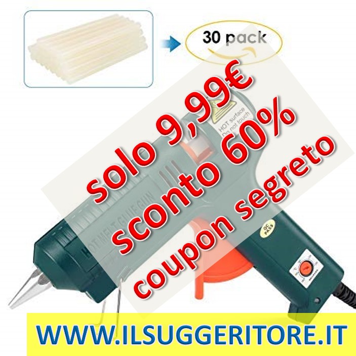 Fixkit  pistola incollatrice 100 W accessorio per pistola per colla con ugello  2 mm di diametro con 30 PZ. Colla Stick (⌀ 11 mm, Trasparente) per DIY  artigianato progetti casa Riparazioni, Verde scuro                                      