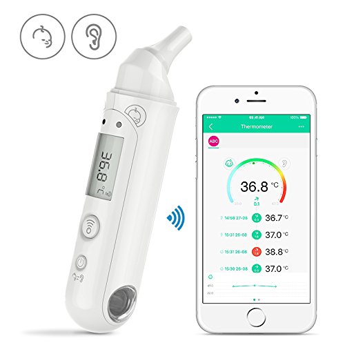 Koogeek - Termometro Smart Bluetooth
 Compatibile con iOS & Android Termometro da fronte e orecchio. Con sensore a infrarossi senza contatto; Lettura Istantanea per Bambino e Adulto