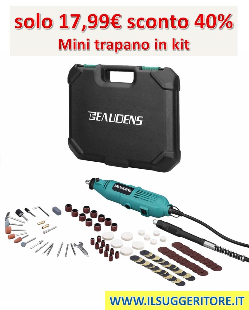 BEAUDENS - Kit Utensile rotante elettrico multiuso per tutti i lavori di casa e per tutti gli hobby con 100 accessori
