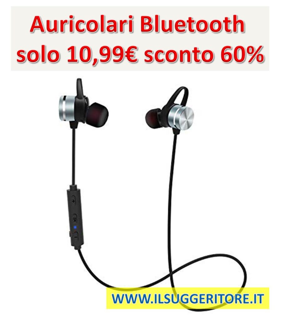 Auricolari Bluetooth, KOOHO E1 Cuffie Bluetooth 4.1 Sportivi, in ear, Auricolare Magnetiche Wireless, Resistente al Sudore IPX6, Microfono Riduzione Rumore, per iPhone, Sony, Huawei(Grey) 